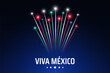 © valerybrozhinsky - Banner september 16 mexico independence day, mexican fireworks on dark sky background. Fireworks, flag. National holiday september 16th. Independence day card. Vector. Translation Long live Mexico