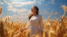 A Young Woman Amidst Swaying Wheat Fields
