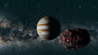 © Beyond Astronomy - Planet Jupiter with Asteroid Beautiful Space Scene