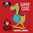 super cool dinosaur play skateboard,funny animal cartoon,vector illustration