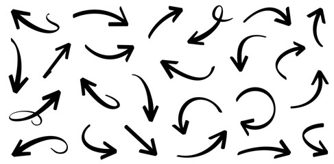 Elegant  arrows set for business plan, presentation and education. Sign, Symbol, Hand drawn arrow collection