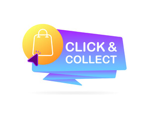 Poster - Click & collect icon. Flat, color, click and collect, cursor on package. Vector illustration