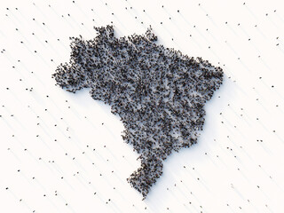 Poster - Crowd of people making shape of Brazil. Aerial view