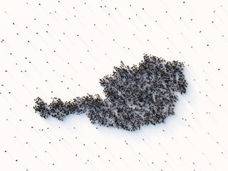 Poster - Crowd of people making shape of Austria. Aerial view