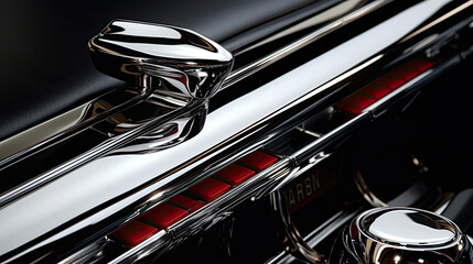 Wall Mural - Fine details of a classic car's polished chrome surfaces