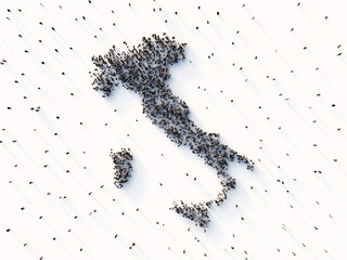 Poster - Crowd of people making shape of Italy. Aerial view
