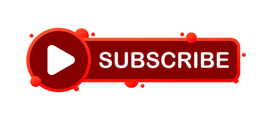 Poster - Subscribe button. Flat, red, subscribe, play button. Vector icon