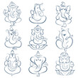 collection of line art Lord Ganpati for Ganesh Chaturthi festival of India