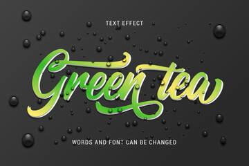 Wall Mural - green tea text effect editable eps cc