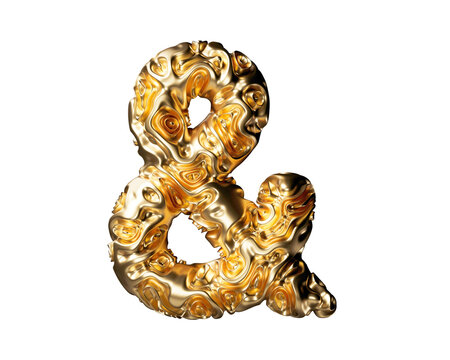 Symbols made of gold. 3d illustration of golden alphabet isolated on white background