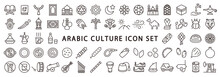 Big Set Of Arabic Culture Icon (Thin Line Version)