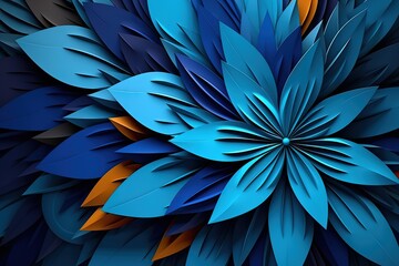 Abstract background with blue and orange leaves on a black background. Abstract Blue Monday: A Visual Metaphor of Depression and Fear