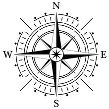 Kompass Rose Vektor Mit Vier Richtungen.
Symbol Für Marine-, Seefahrt - Oder Trekking-Navigation Oder Zur Verwendung In Eine Landkarte.
Isolierter Hintergrund.