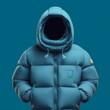 Down jacket isolated on background. hooded warm sport puffer jacket isolated.
