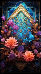 Aufkleber - Background with colorful abstract flowers