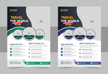 Travel Poster Or Flyer Pamphlet Brochure Design Layout Space For Photo Background, Multicolor Travel Flyer Template For Travel Agency