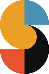 Aufkleber - Abstract geometric minimalist artwork. Vector illustration made of simple shapes like circle, square, triangle. Retro background in Bauhaus style and bold colors: red, yellow, blue and black on white