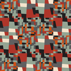 Poster - Abstract geometric vector background with random pattern of simple shapes like rectangle, square, triangle and polygon. Pastel colored retro style colorful mosaic.
