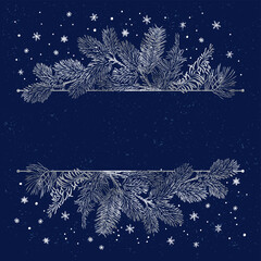 Wall Mural - vector card of christmas background with branches of christmas tree.