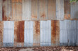 An industrial style wall of rusted corrugated sheets