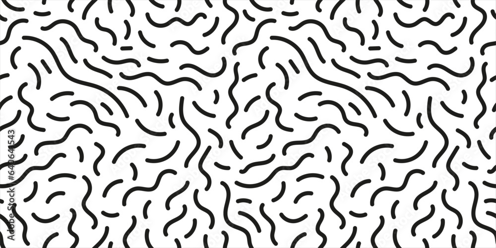 Texture Pattern Squiggle Squiggle seamless pattern in black and white color. Hand drawn lines ...