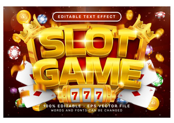 Editable text effect - game slot casino 3d style concept