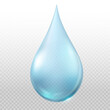 Close-up shot of clear water droplets isolated on background. Realistic vector illustration.