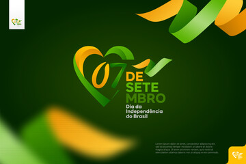 brazil independence day logotype september 7th with flag background.