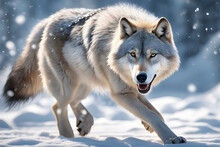 Illustration Of A Nice Wolf Walking On The Snow
Generative AI