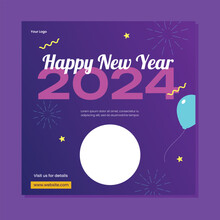Happy New Years 2024 poster. unique and colorful template free download.