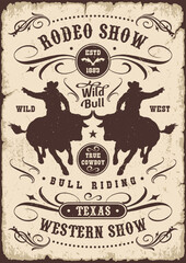 Poster - Rodeo show monochrome vintage flyer