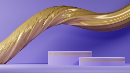 Poster - luxury golden violet abstract background, Product podium mockup display for presentation, 3D Rendering