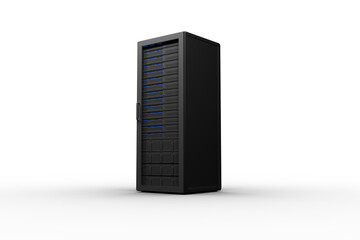Poster - digital png illustration of black computer server tower on transparent background