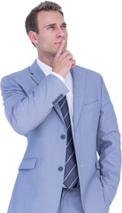 Poster - Digital png photo of thoughtful caucasian businessman on transparent background