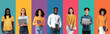 © Prostock-studio - Online Education. Group Of Multicultural Women Study Remotely With Laptop Computers, Happy Multiethnic Females Using Modern Devices For E-Learning, Posing Over Colorful Studio Background, Collage