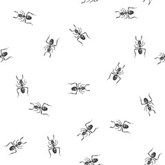 Wall Mural - Vector hand-drawn seamless pattern with ants isolated on white. Endless texture with insects in sketch style.