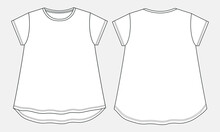 Baby Girls Dress Design Technical Drawing Fashion Flat Sketch Vector Illustration Template Front And Back Views