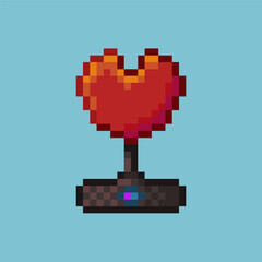 Poster - Pixel art of red heart full of love display. Pixel art,8bits perfect for game asset or design asset element for your game design asset.
