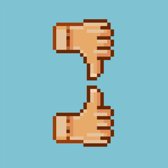 Fototapete - Pixel art of nice hand and taunt hand with pixel style. Pixel art,8bits perfect for game asset or design asset element for your game design asset.