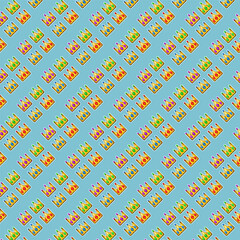 Poster - Pixel art background of lots crown on pixelated style.Pixel art,8bits perfect for game asset or design asset element for your game design asset. Background pattern.