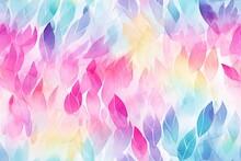 Seamless Pattern Of Watercolor Colorful Leaves.