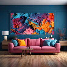  A Funky Room Wall Mockup With A Blank Wall

