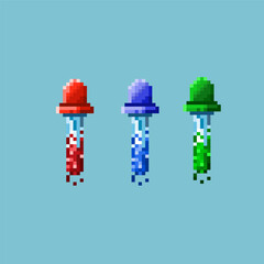 Poster - Pixel art sets of eyedropper for medicine health items. red,blue,and green eyedropper on pixelated style.8bits perfect for game asset or design asset element for your game design asset.