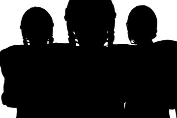 Poster - Digital png illustration of silhouette of male athletes on transparent background