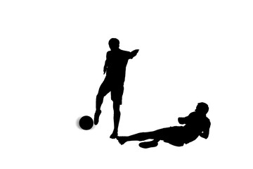 Poster - Digital png illustration of silhouettes of male football players on transparent background