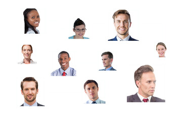 Poster - Digital png photo of diverse business colleagues on transparent background