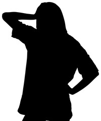 Sticker - Digital png illustration of silhouette of woman on transparent background