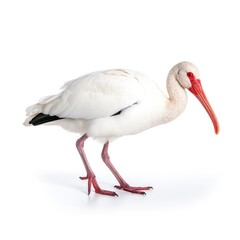 Wall Mural - White ibis bird isolated on white background.