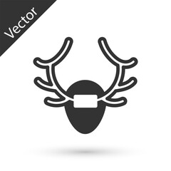 Wall Mural - Grey Deer antlers on shield icon isolated on white background. Hunting trophy on wall. Vector