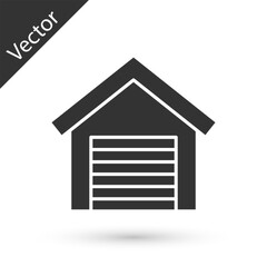 Poster - Grey Garage icon isolated on white background. Vector